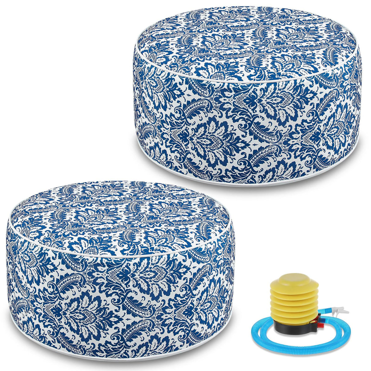 2 Pack Outdoor/Indoor Inflatable Ottoman, All Weather Inflatable Ottoman