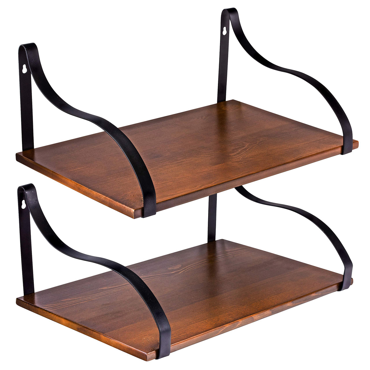 Floating Wall Shelves with Brackets, Solid Wood, Rustic Wall Mounted Large Shelving