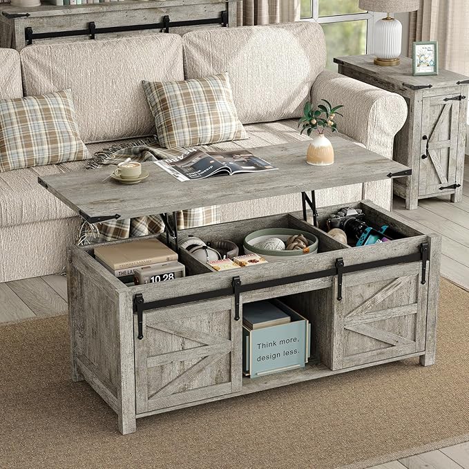 Coffee Table 47.3'' Lift Top Coffee Table with Storage, Modern White Coffee Table