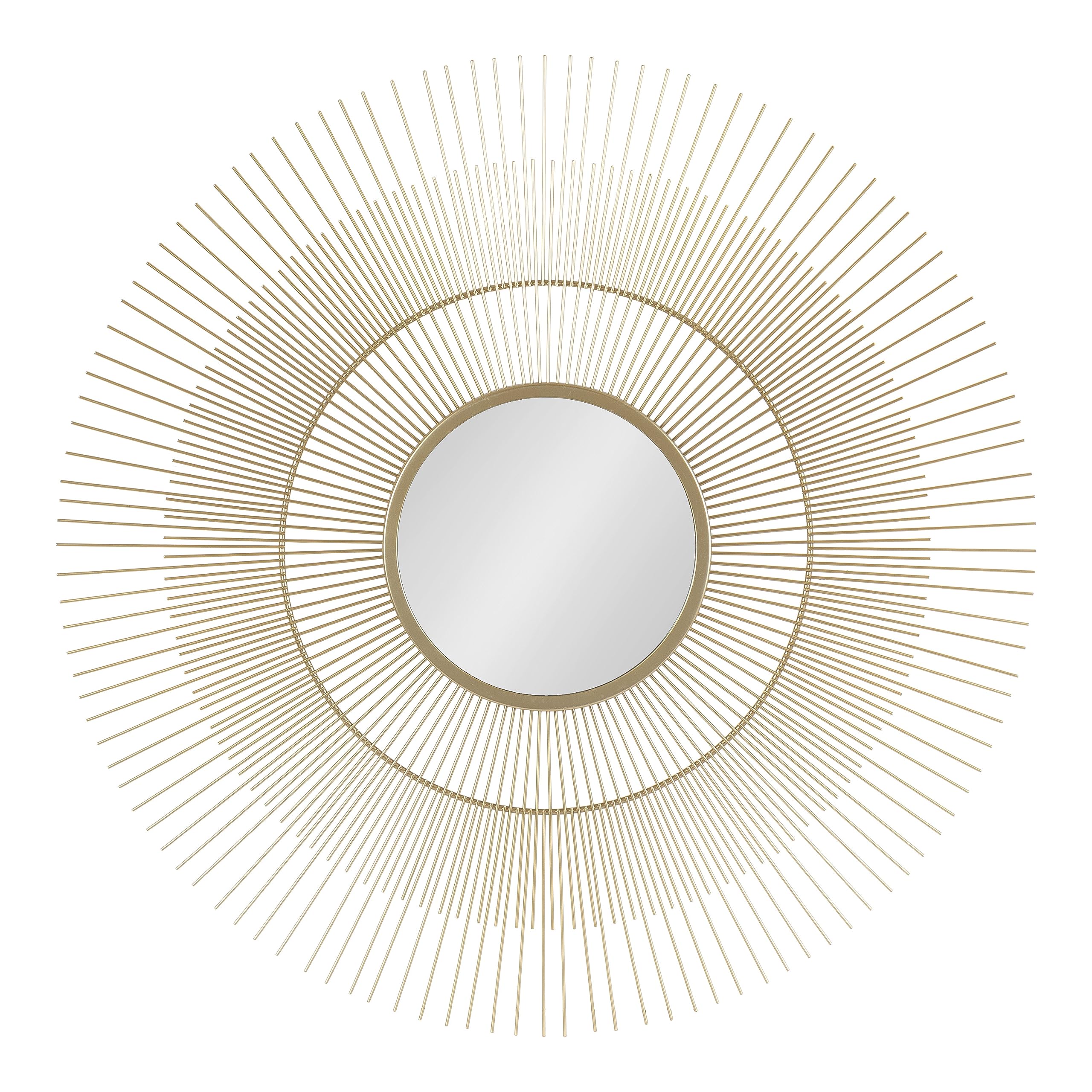 Quillet Mid-Century Round Decorative Wall Mirror, 26 Inch Diameter, Gold