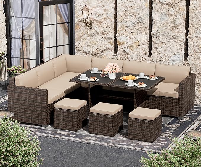 7 Piece Patio Furniture Set, Outdoor Furniture Patio Sectional Sofa