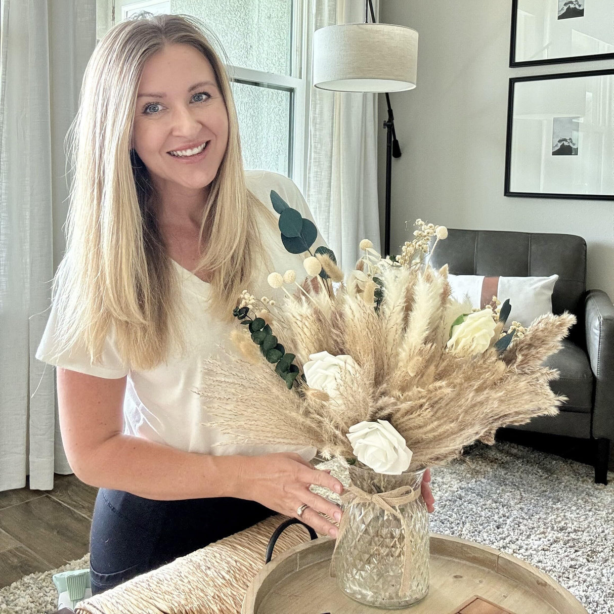 100pcs Artificial Flower Arrangements with Vase Included, Dining Table Centerpiece Decorations