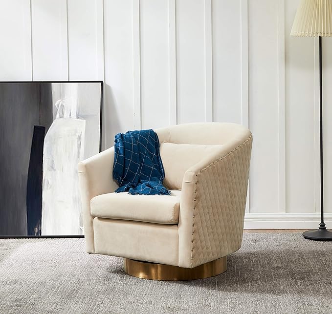 Home Collection Clara Quilted Swivel Dusty Rose Tub Accent Chair