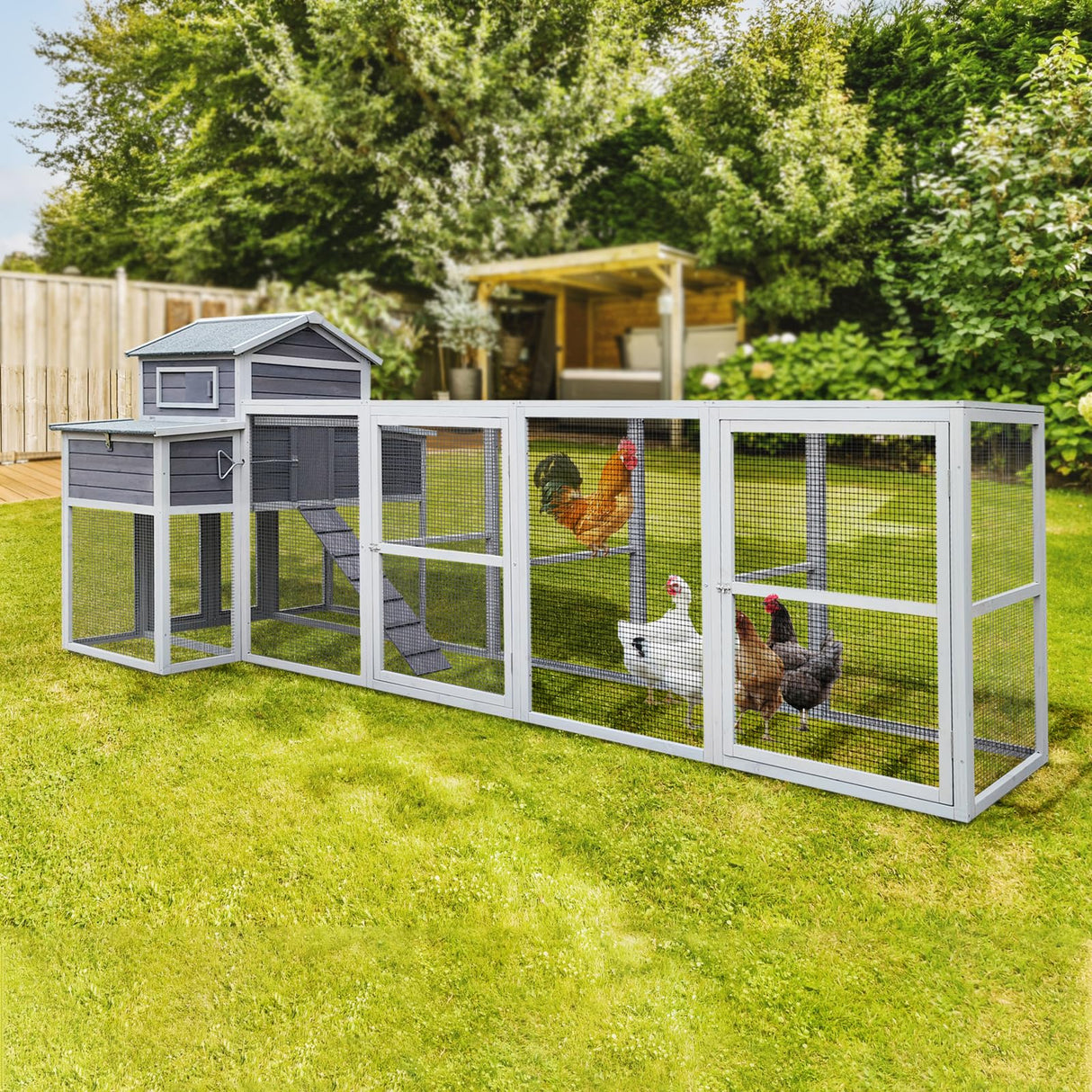 150" Large Chicken Coop for 6-10 Chickens, Outdoor Chicken House