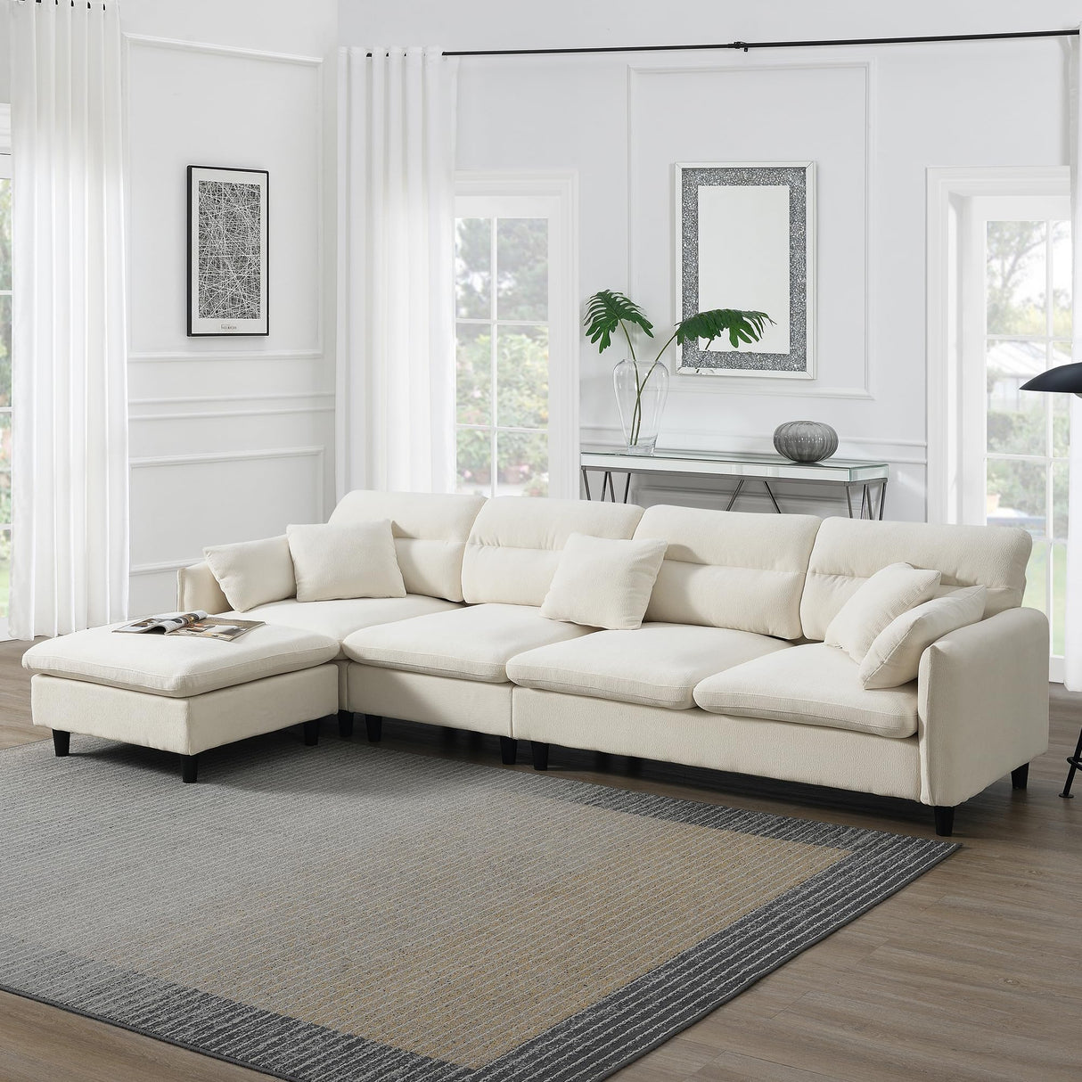 Modern Convertible Sectional Sofa,L Shaped Reversible Couch