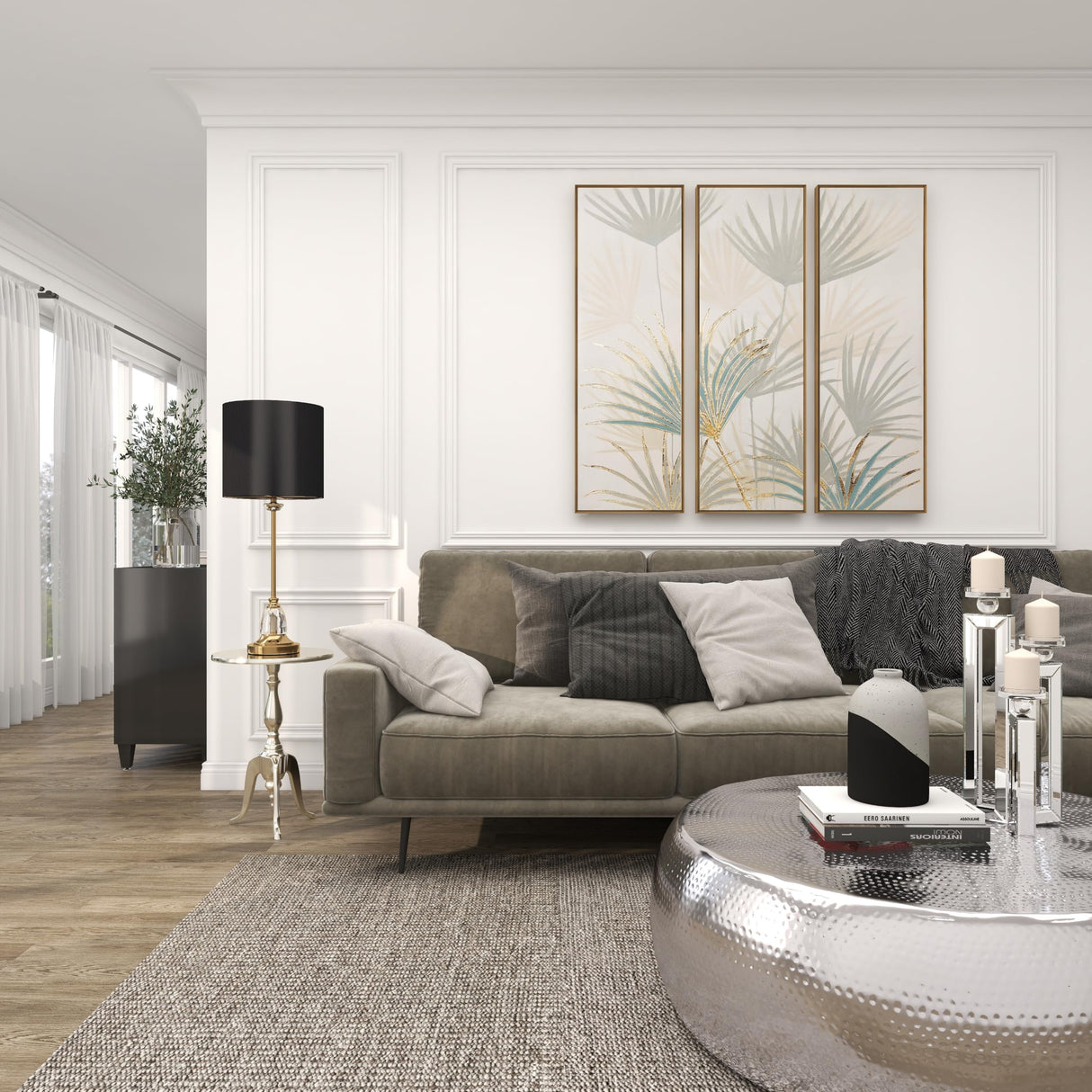 Aluminum Metal Side Accent Small End Table, 15" x 15" x 22", Silver