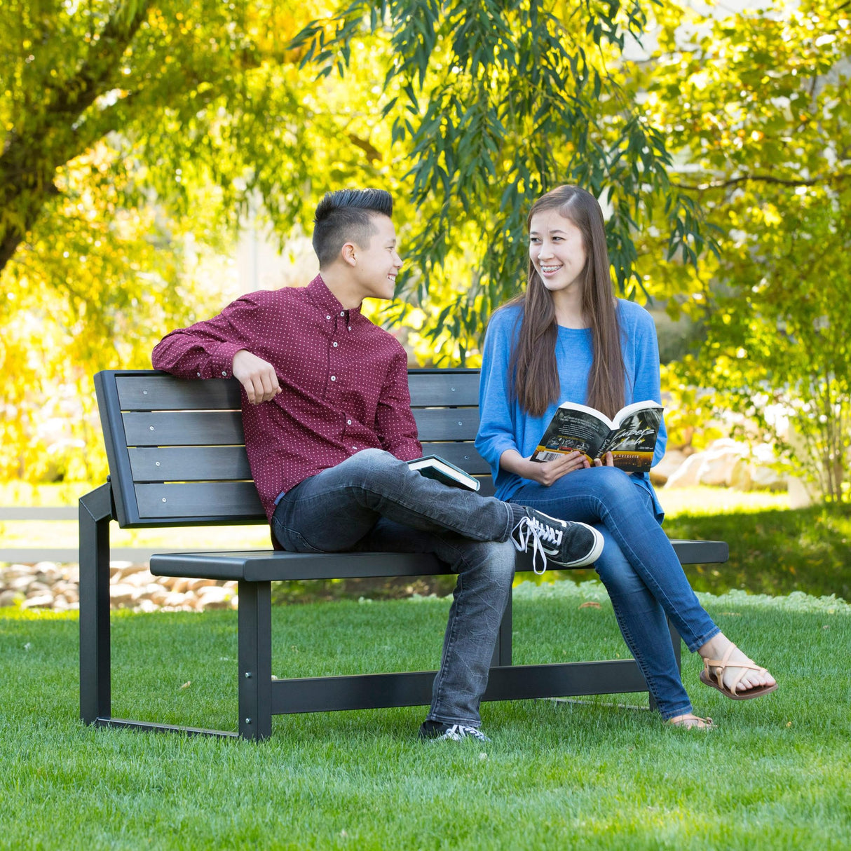 60253 Outdoor Convertible Bench, 55 Inch, Harbor Gray