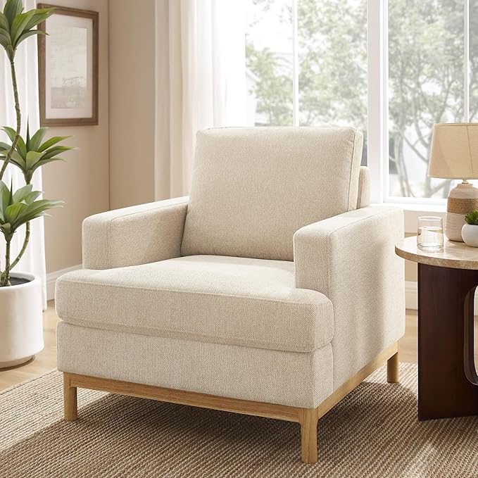 Oversized Accent Chair, Mid Century Modern Upholstered Armchair for Living Room