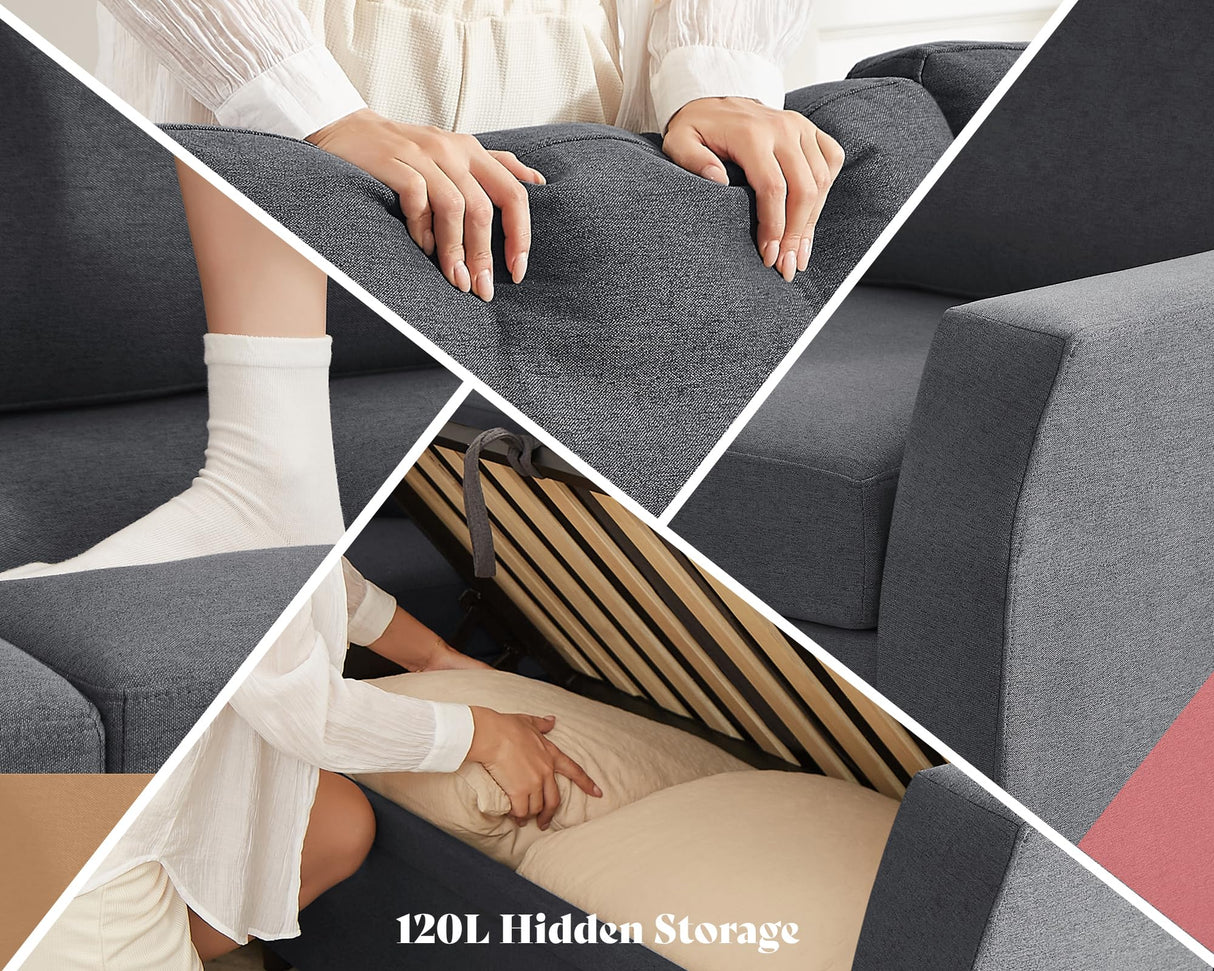 Sleeper Sofa, 85 Inch Reversible L Shape Sectional Couch