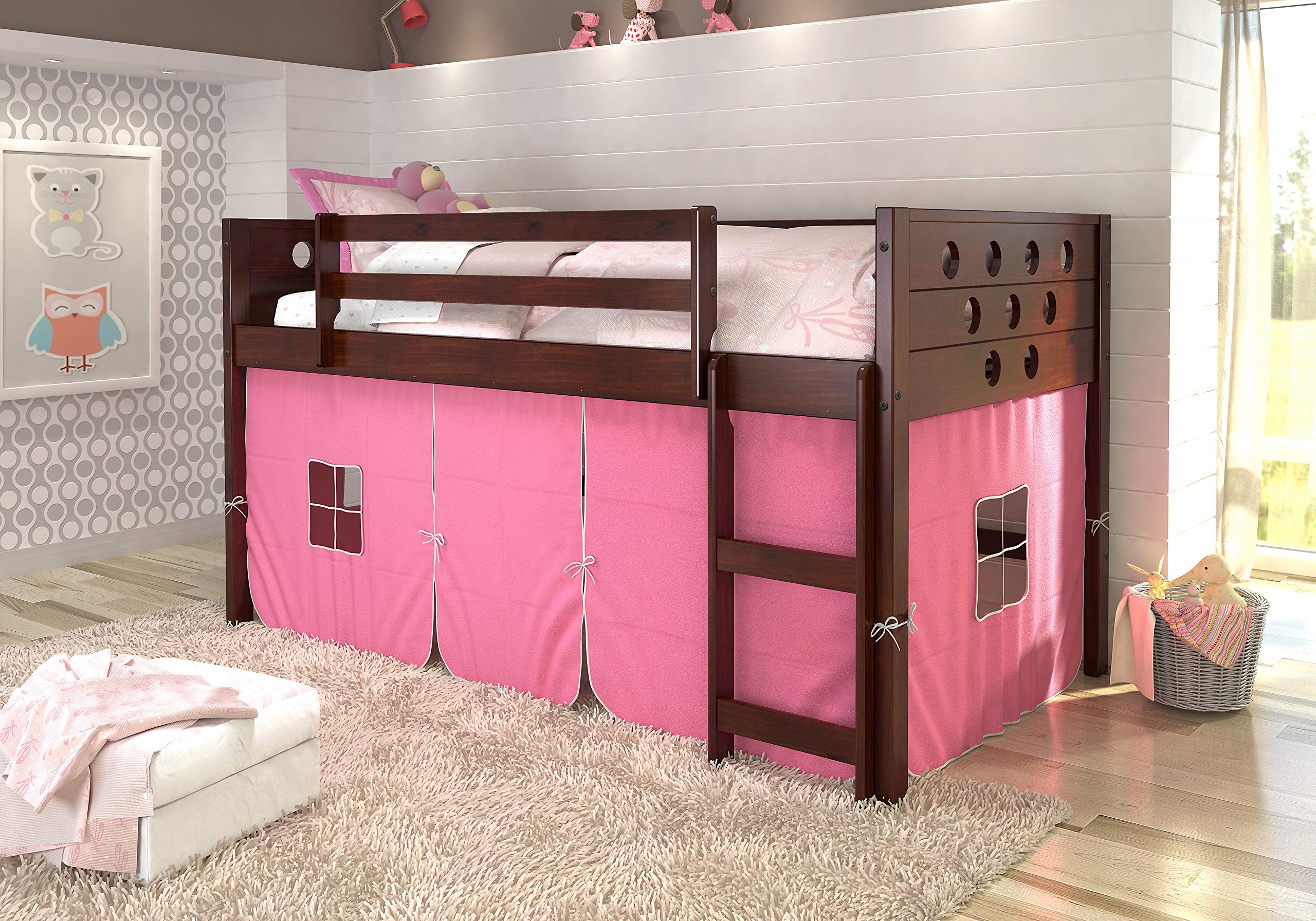 Low Loft with Pink Tent, Twin