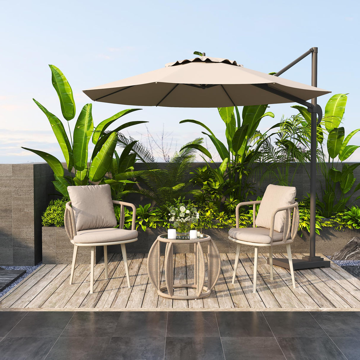 2 pcs Aluminum Woven Dining Chairs: Handwoven Rope Patio Dining Chair