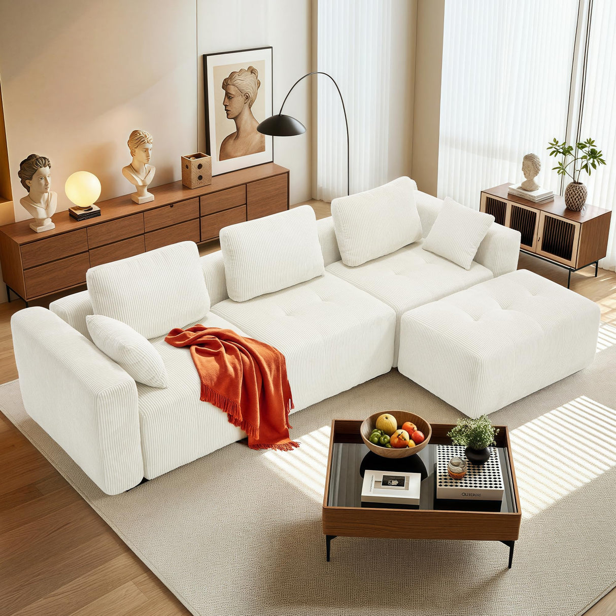 112" Modular Sectional Sofa L-Shaped Couch for Living Room, Comfy Cloud Sofa