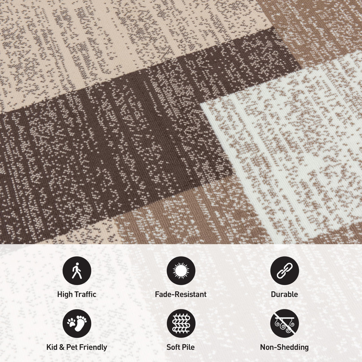 Contemporary Distressed Boxes Area Rug - Brown