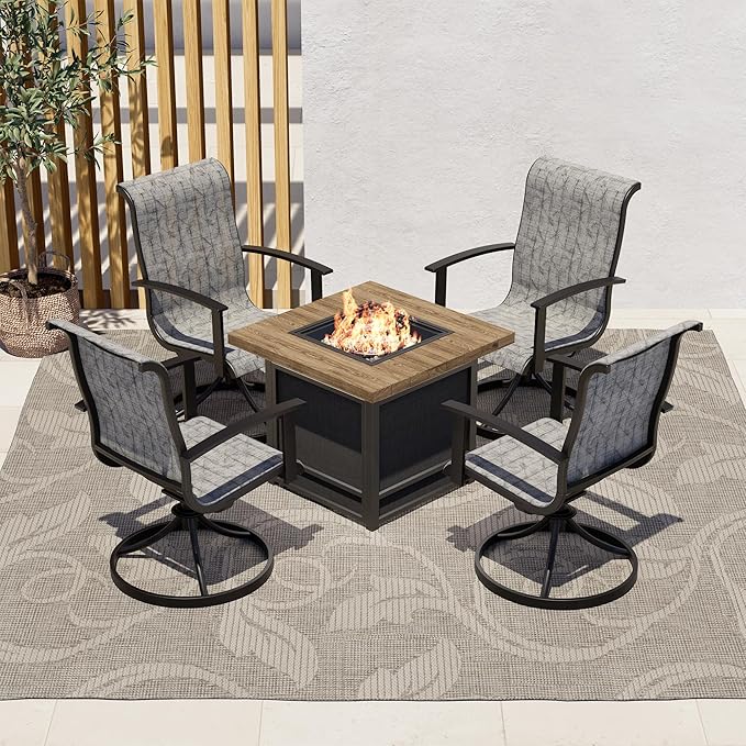 5-Piece Outdoor Furniture Conversation Sets with 32 Inch CSA Approved 40000 BTU Heat