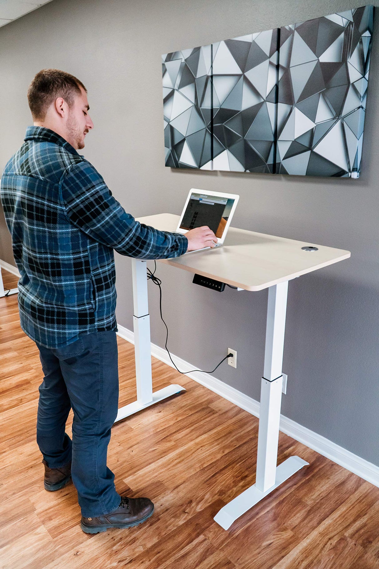 Electric Height Adjustable Single Motor Desk Frame w/Tabletop, 45.25 Inch Max Height