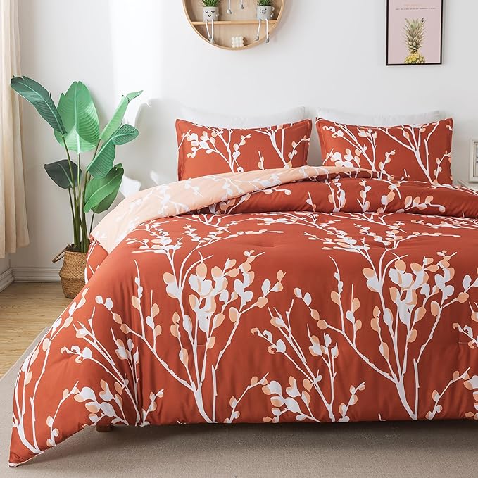 3 Pieces Soft Lightweight Microfiber Branches Comforter Bedding Set