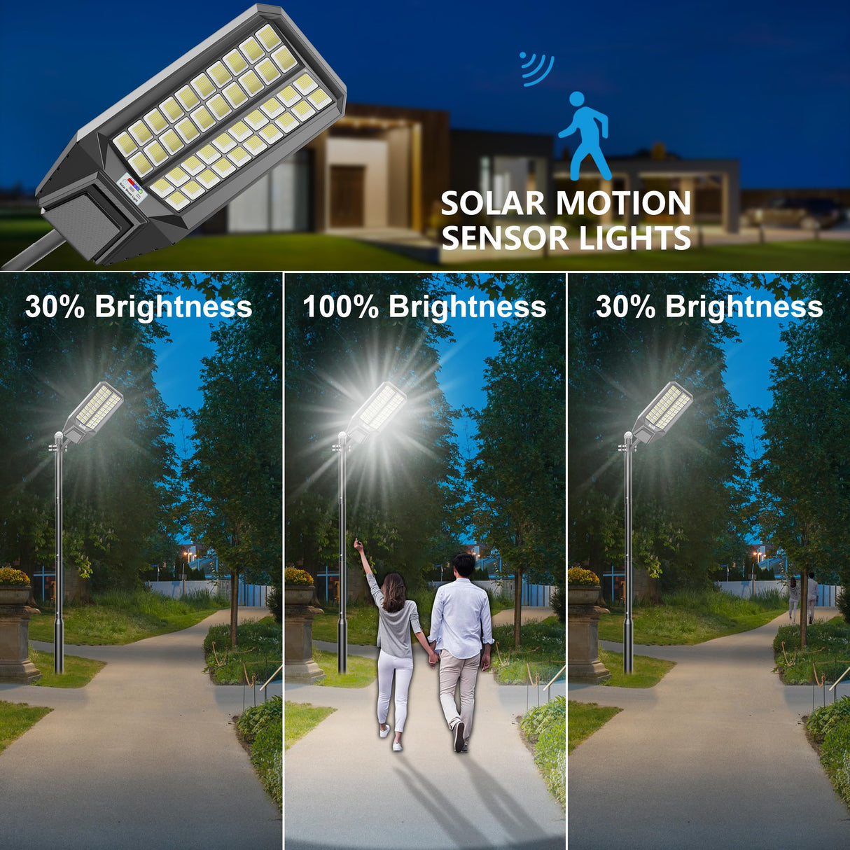 2-Pack 8000W Solar Street Light - 600000 Lumens, Dusk-to-Dawn, Waterproof