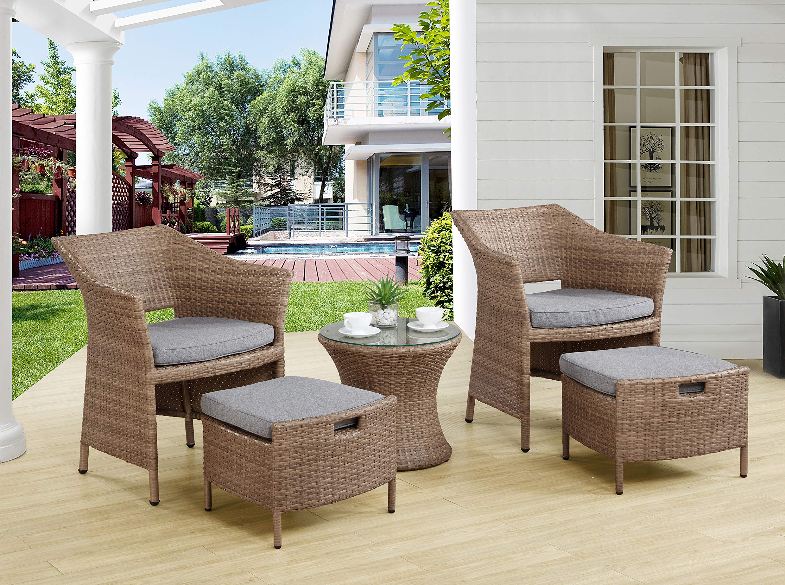 All-Weather Patio Conversation Set with Set of 2 Durable Chairs