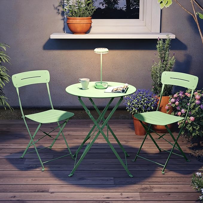 Premium Frame Patio Bistro Set, Colorful Folding Outdoor Patio Furniture Sets