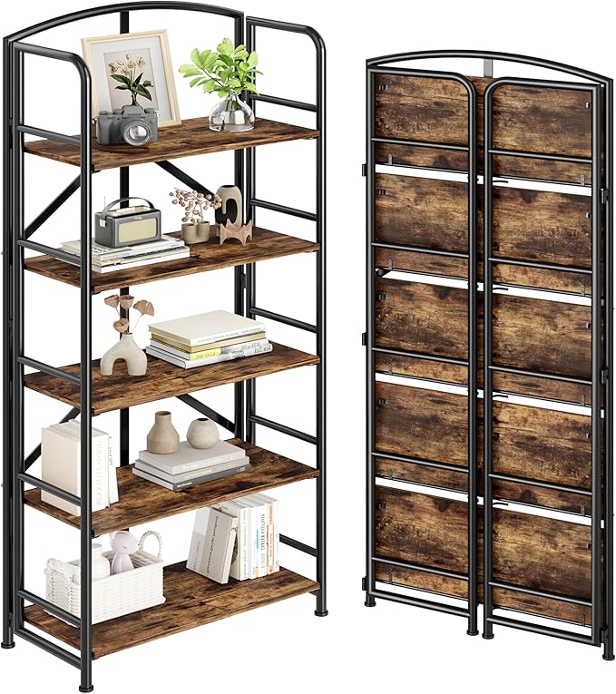 No-Assembly Folding Gold Bookshelf Storage Shelves Multifunctional Plant Flower Stand