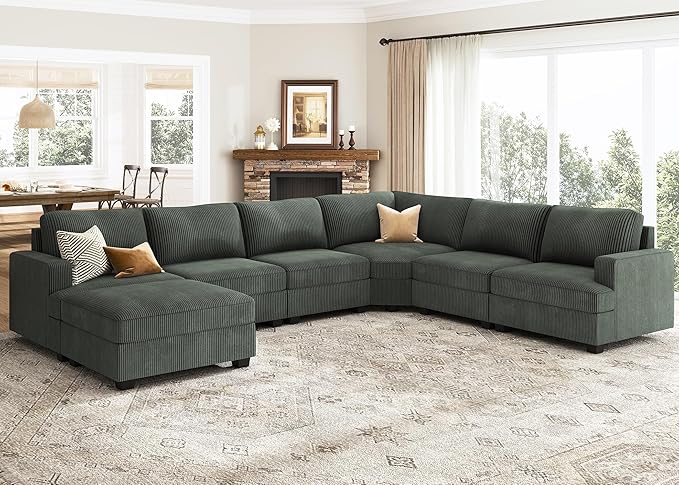 Sofa with Storage Ottoman, U Shape Sectional Couch with Chaise