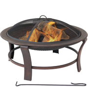 29-Inch Elevated Wood-Burning Fire Pit Bowl with Stand - Includes Spark Screen