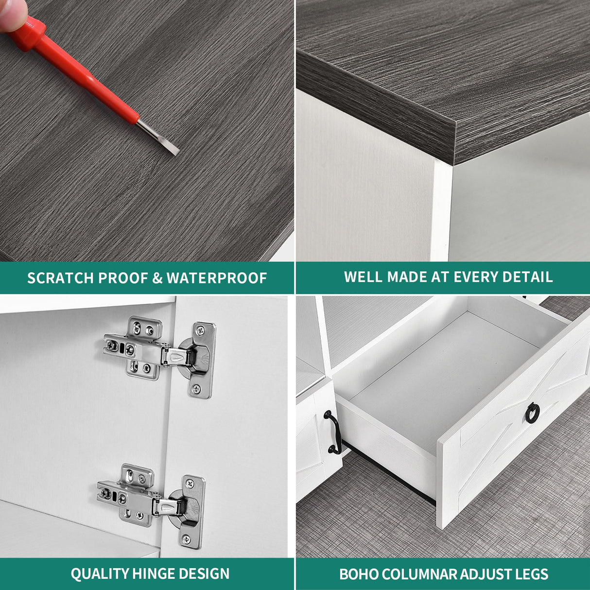 Stand for 75/65 Inch TV, Farmhouse Entertainment Center with Drawers and Storage TV