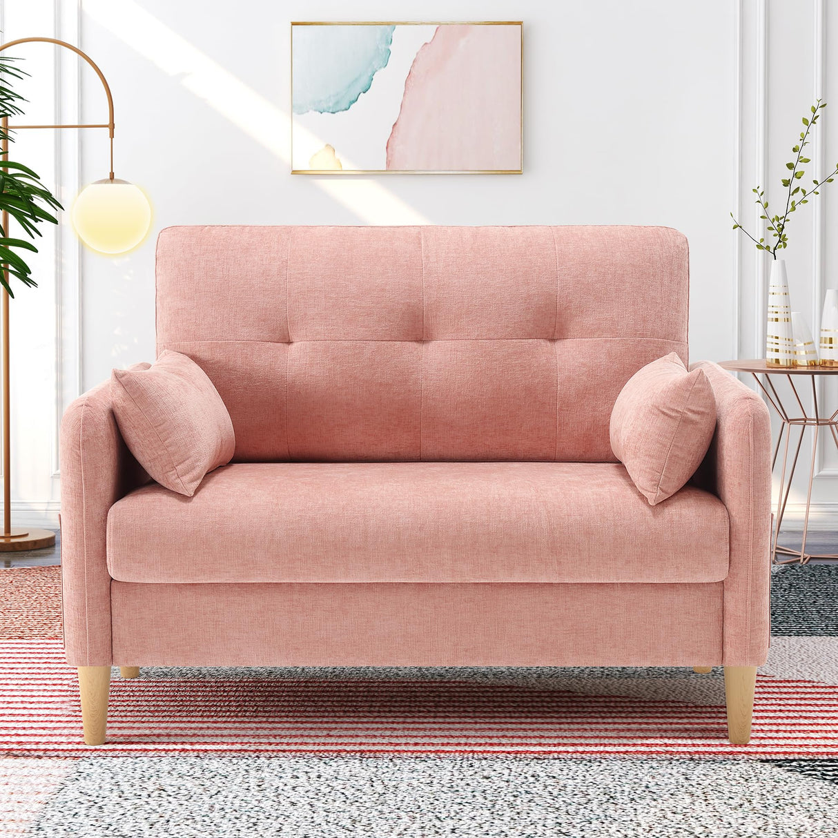Hanrherry 47" Chenille Loveseat Sofa – Small Couch for Compact Spaces