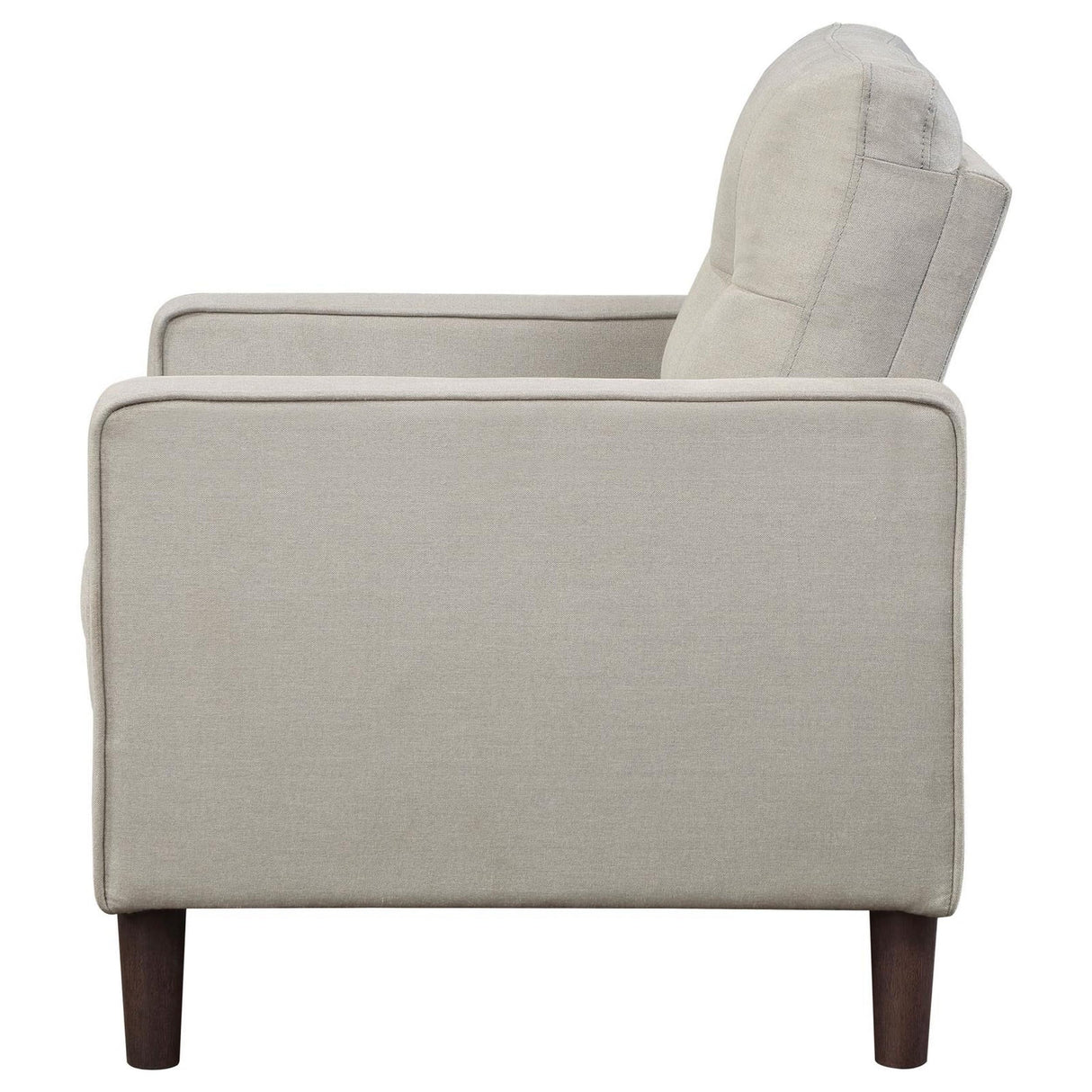 32 in. Bow Grid Tufted Accent Chair with Track Arms & Self Welt Trim Beige & Black