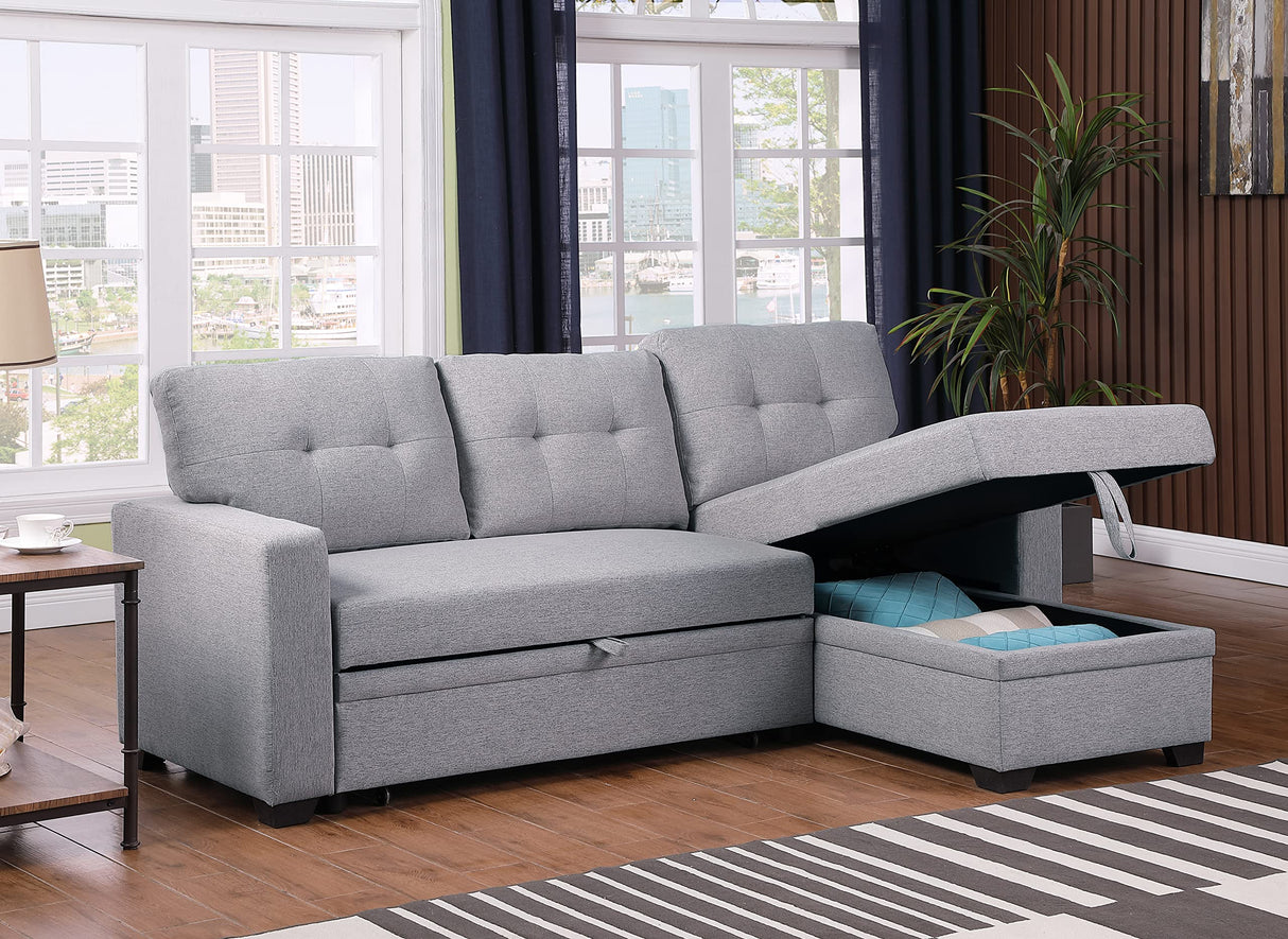 82 inch Convertible L Shaped Sleeper Sectional Sofa Linen