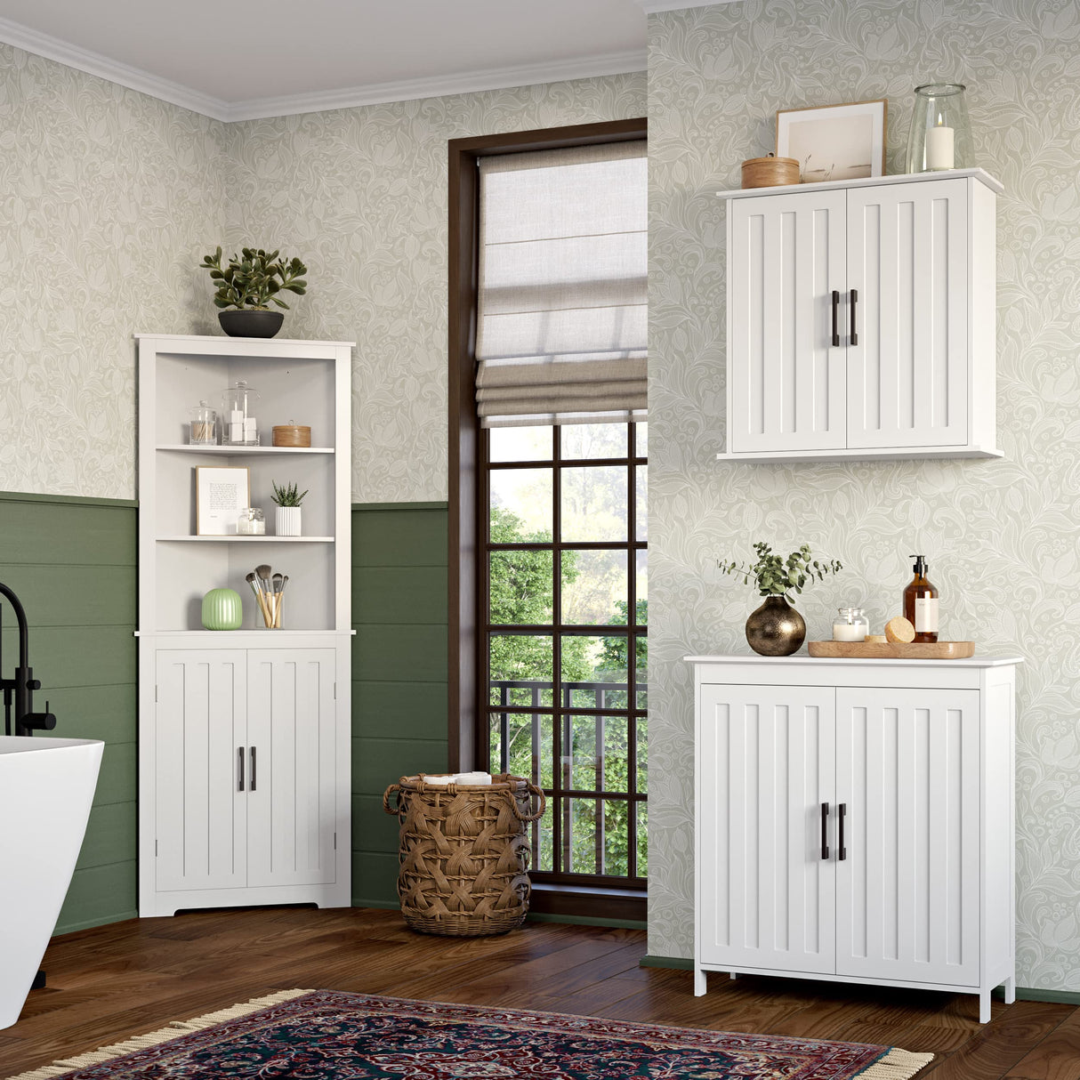Monroe Two Door Wall Cabinet Over The Toilet Storage Cabinet with Soft-Close Doors