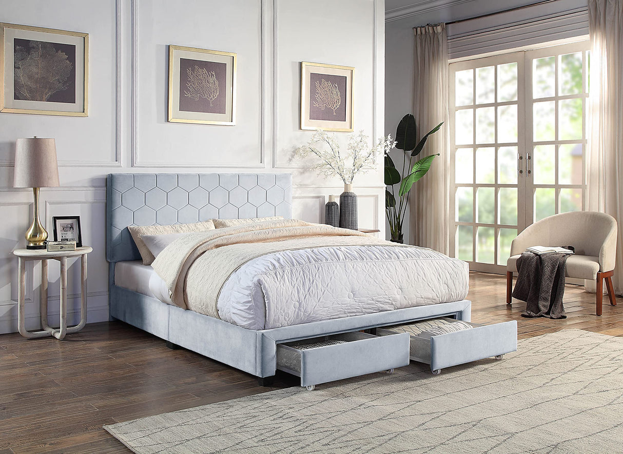Millis Modern 2-Drawer Fabric Full-Size Bed for Bedroom, Guest Room Bed