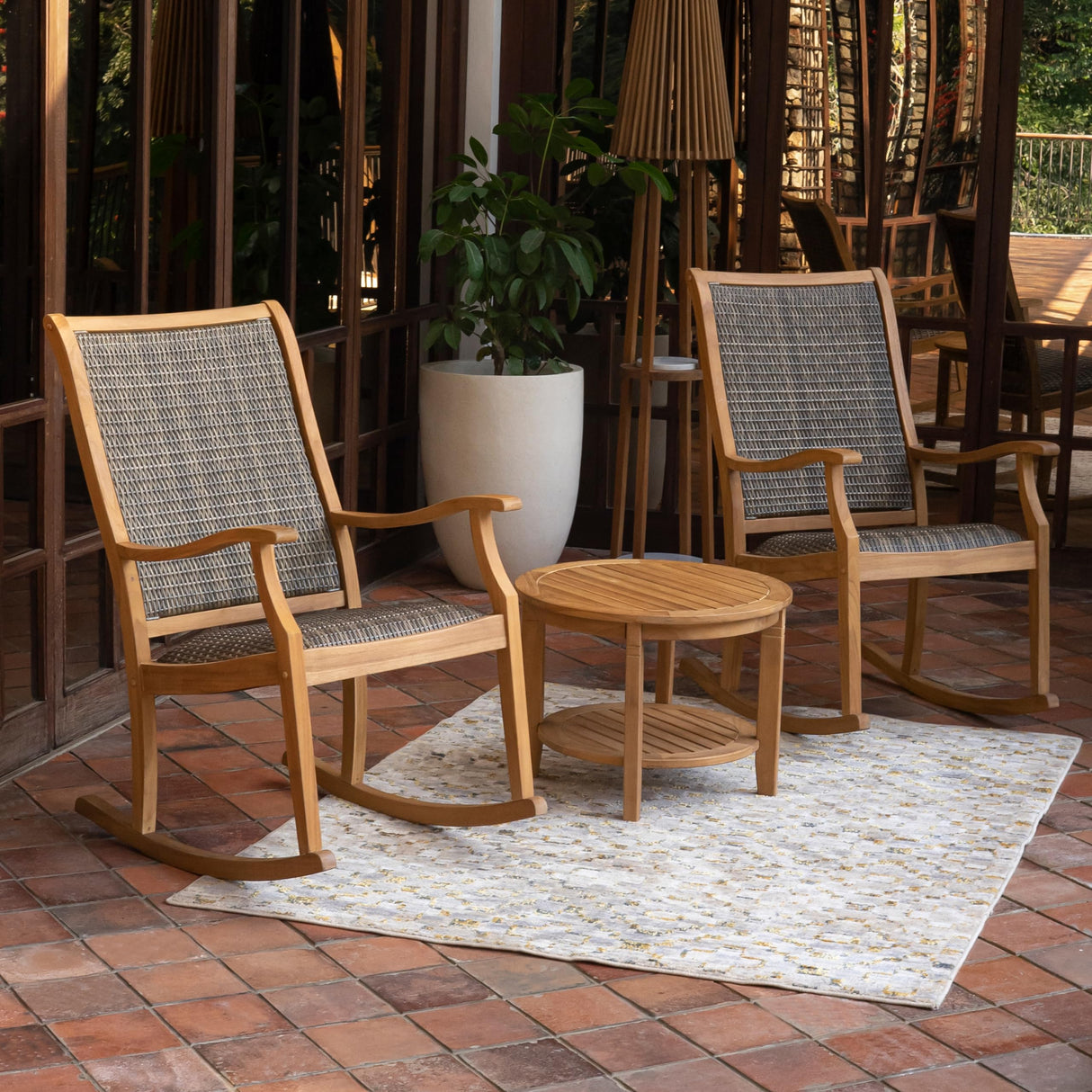 Auburn Outdoor Conversation Set, Natural Teak