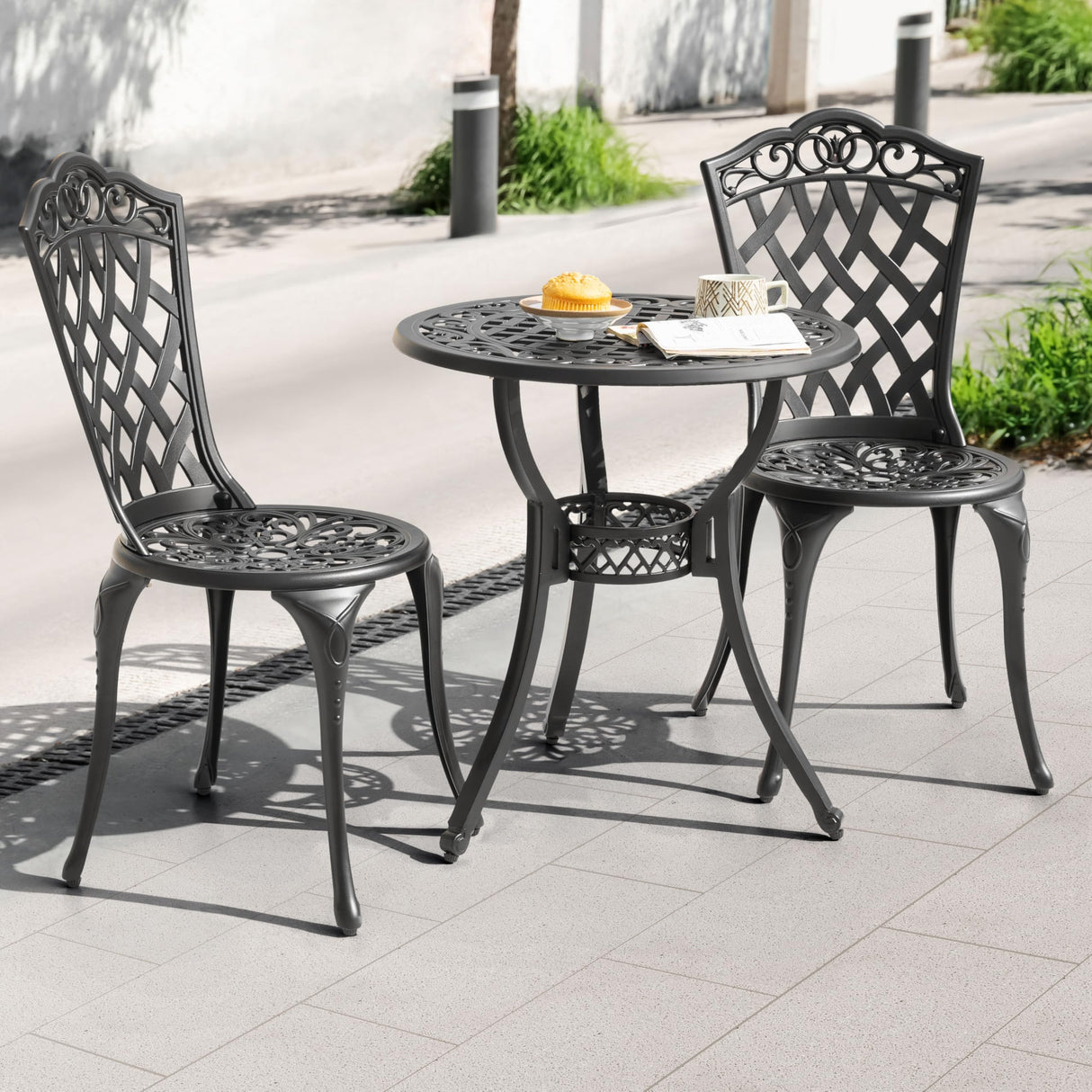 3 Piece Outdoor Bistro Table Set, All Weather Cast Aluminum Patio Bistro Sets Patio Table