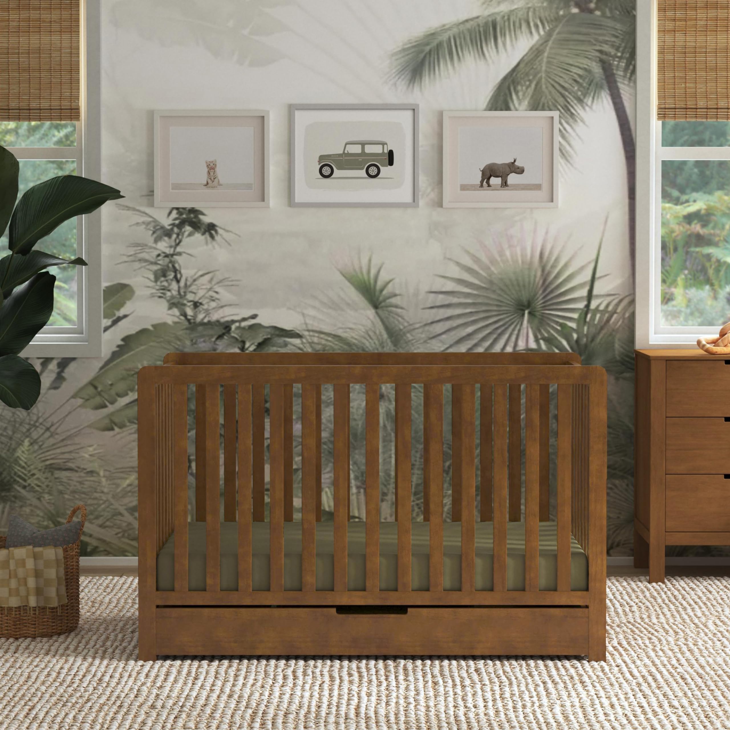 Carter's by DaVinci Colby 4-in-1 Convertible Crib with Trundle Drawer in Walnut