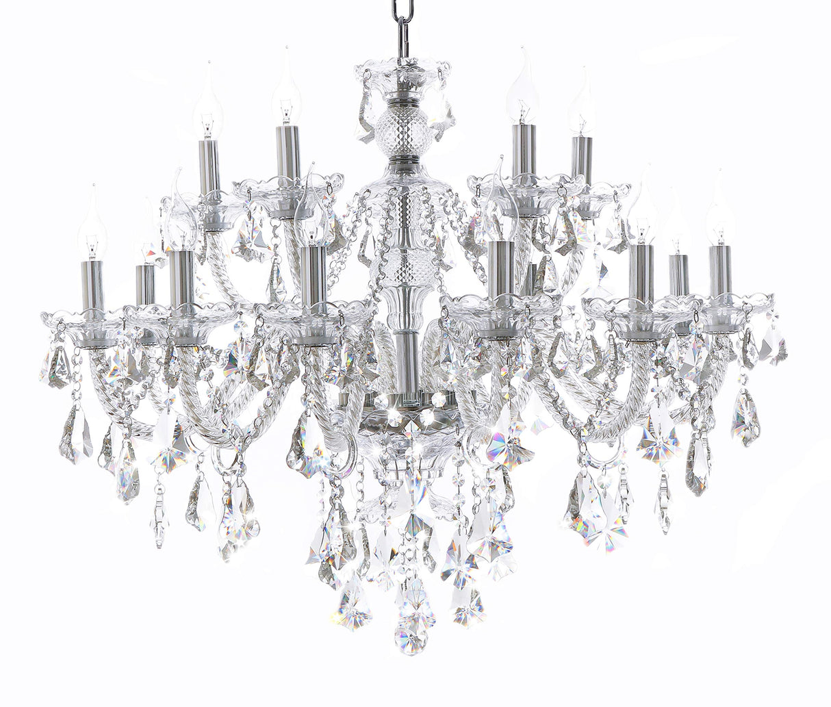Clear 15 Lights K9 Crystal Chandelier Modern Luxurious Light Candle Pendant Lamp