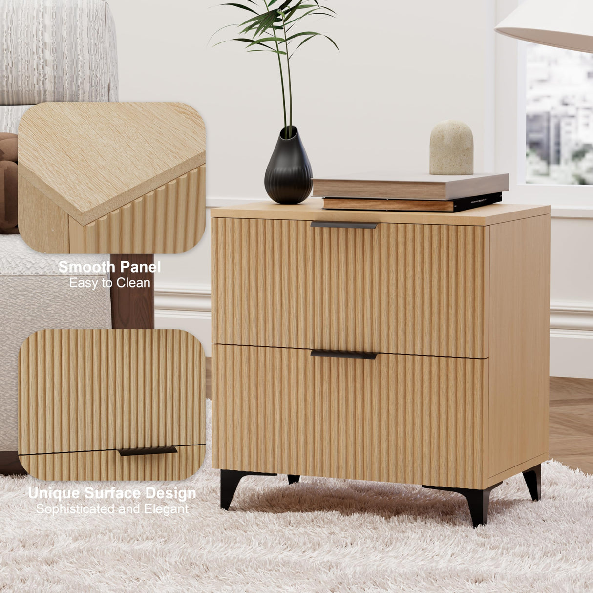 Nightstand Set of 2 with 2 Drawers Night Stand