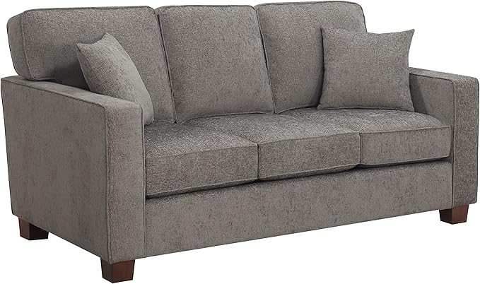 Furnishings Russell 3 Seater Sofa with 2 Pillows and Coffee Finished Legs, Ivory