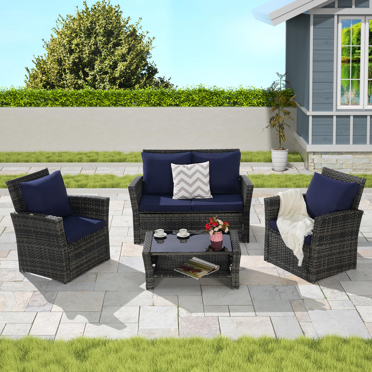 Patio Furniture Set 4 Pieces of Outdoor Furniture