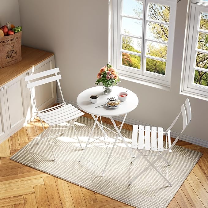 3-Piece Folding Patio Bistro Set - Weather-Resistant Table & 2 Chairs