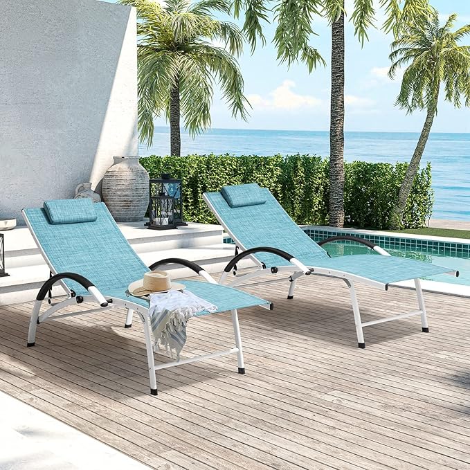 Chaise Lounge Chair Outdoor Set of 2 - Pool Lounge Chair