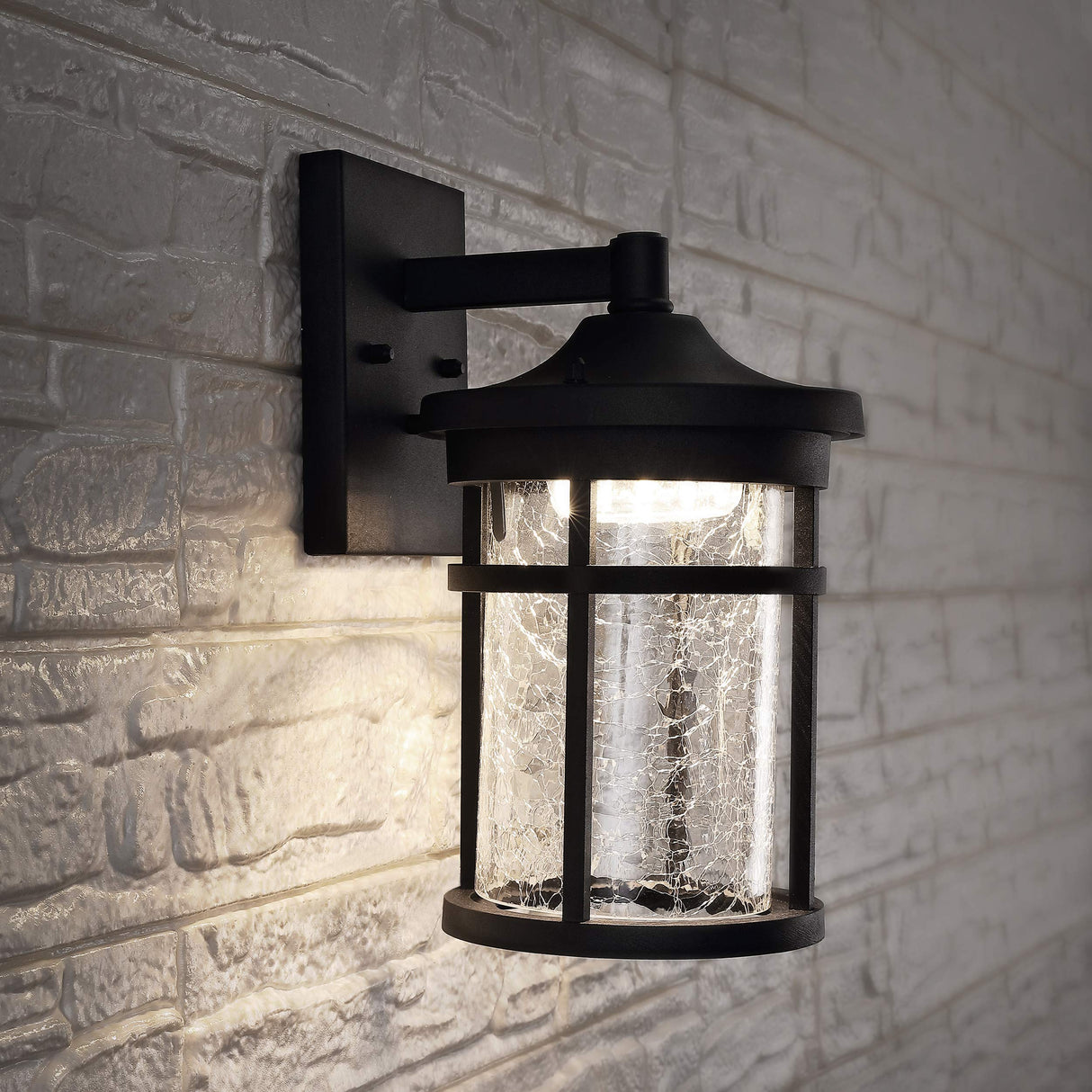Campo 7.75" Outdoor Wall Lantern Crackled Glass/Metal