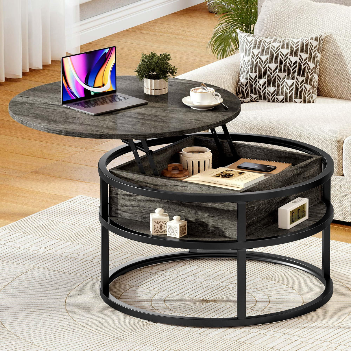 Coffee Tables for Living Room, Round Coffee Table, Lift Top Coffee Table