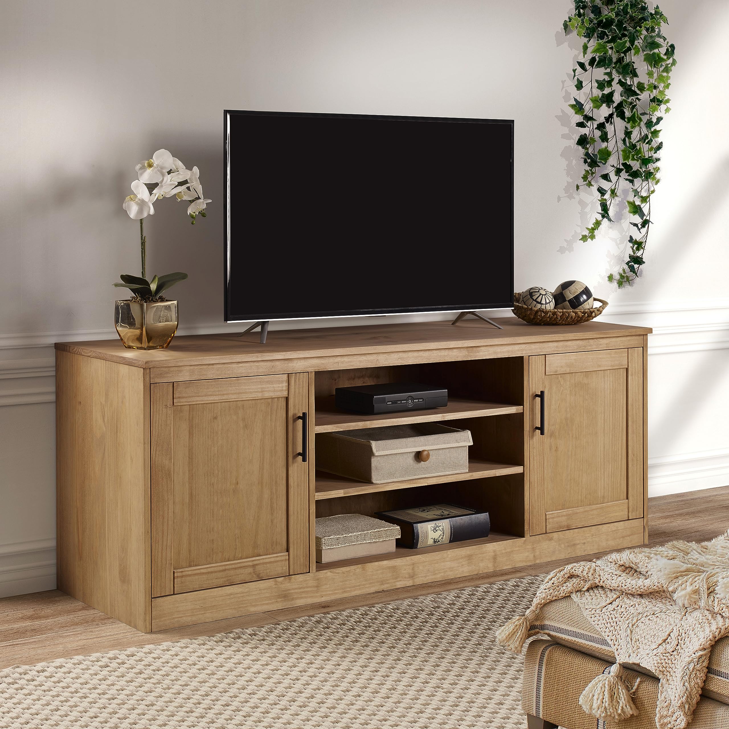 Natural Victor Solid Brazilian Pine Two Door TV Media Stand