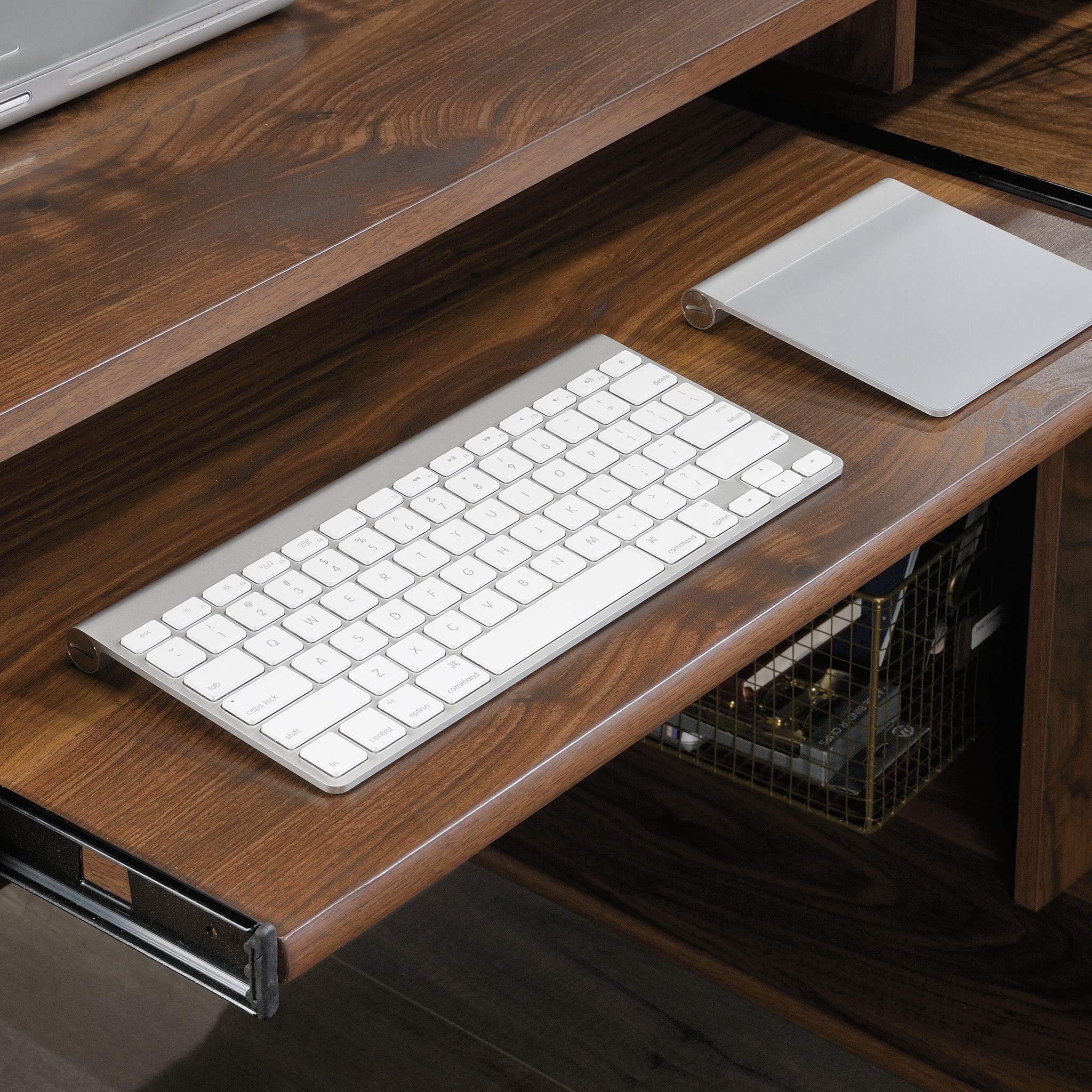 Place L-Desk, L: 59.06" x W: 53.54" x H: 30.2", in Grand Walnut finish
