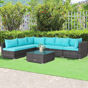 7 Pieces Patio Furniture Set, Patiojoy All-Weather Outdoor Rattan Sectional Sofa Set
