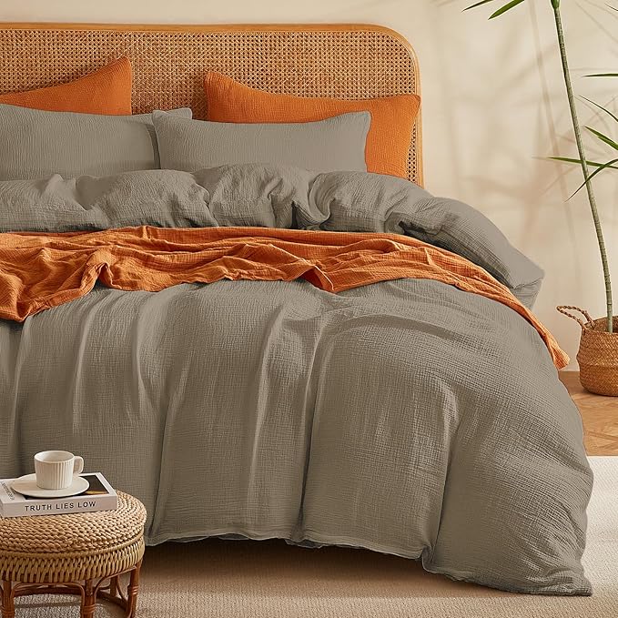 Muslin Duvet Cover Set, 100% Washed Cotton Duvet Cover Queen Size