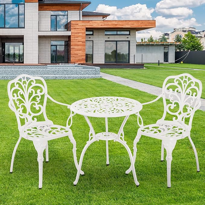 Bistro Set 3 Piece Outdoor, Bistro Table and Chairs Set of 2, All Weather Patio Bistro Set