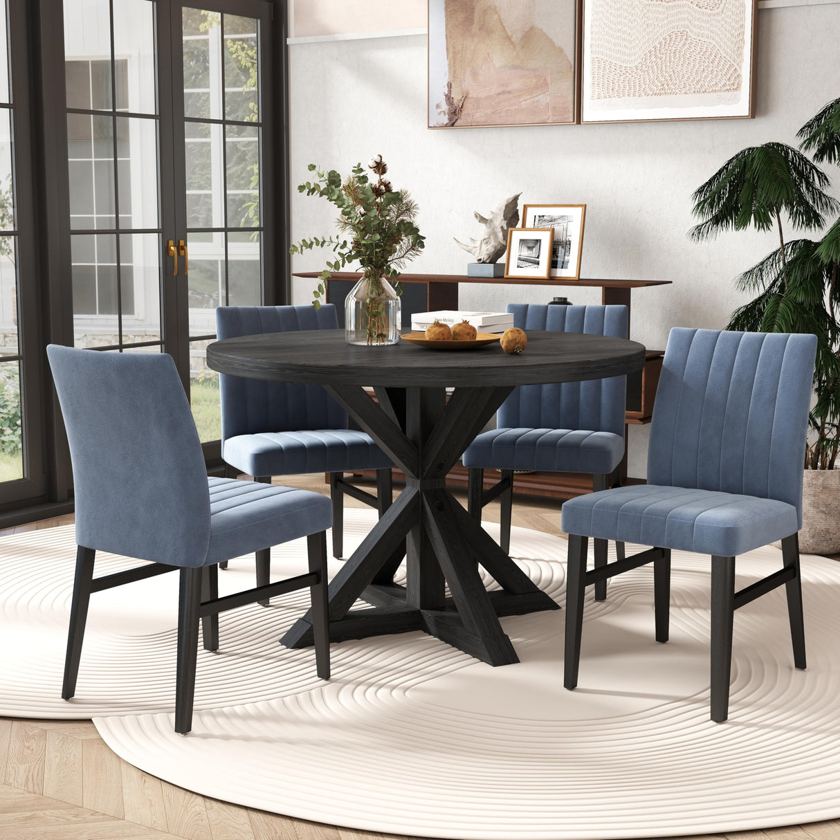 Walton 5-Piece Round Dining Set - Blue
