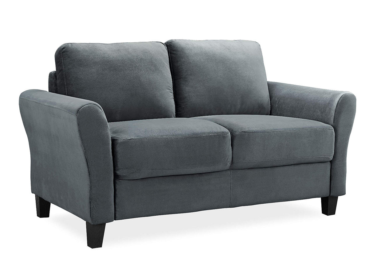Watford Loveseat with Rolled Arms, Dark Grey